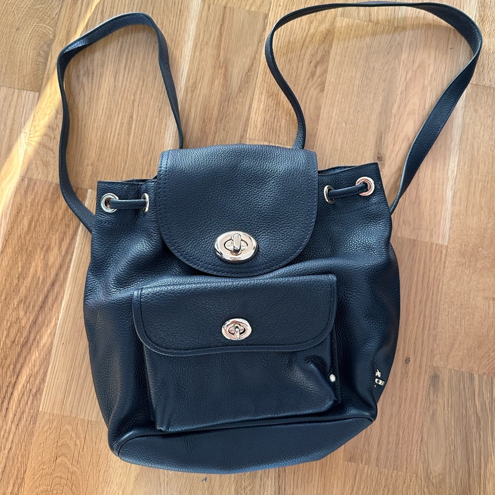 Small Coach Navy Leather Backpack